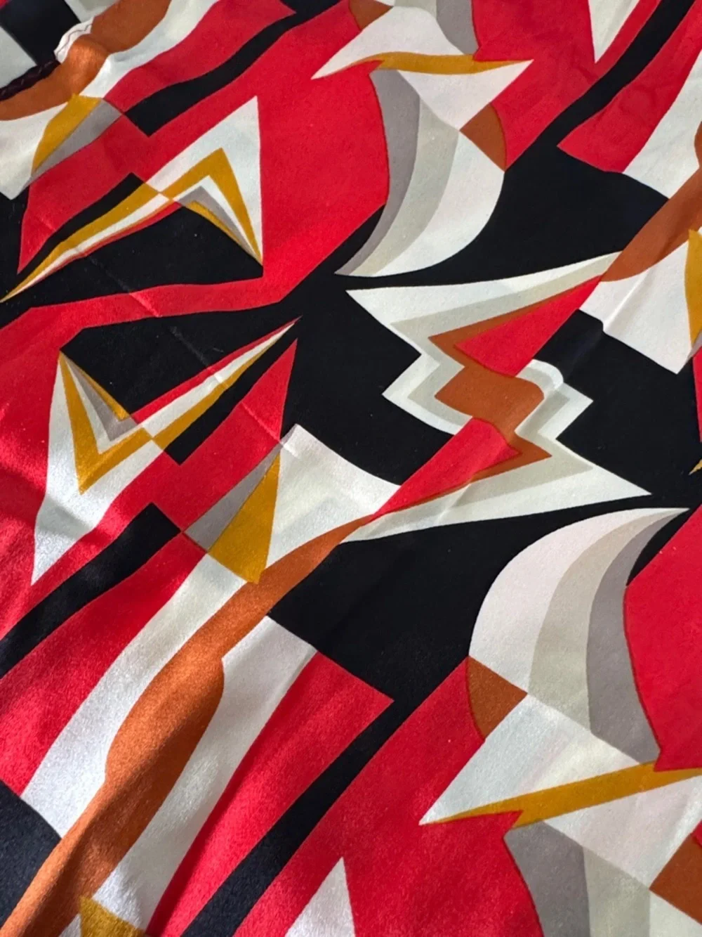 100% silk mod art deco geometric scarf patterned after a kimono